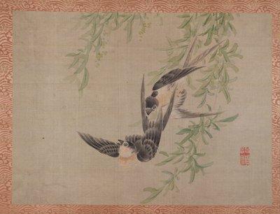 Swallows in Flight by Tsubaki Chinzan